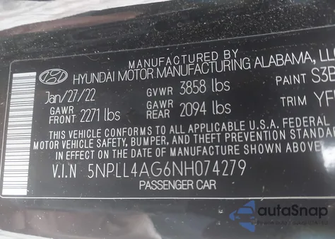 2022 Hyundai Elantra Se z USA, uszkodzony, nr VIN 5NPLL4AG6NH074279